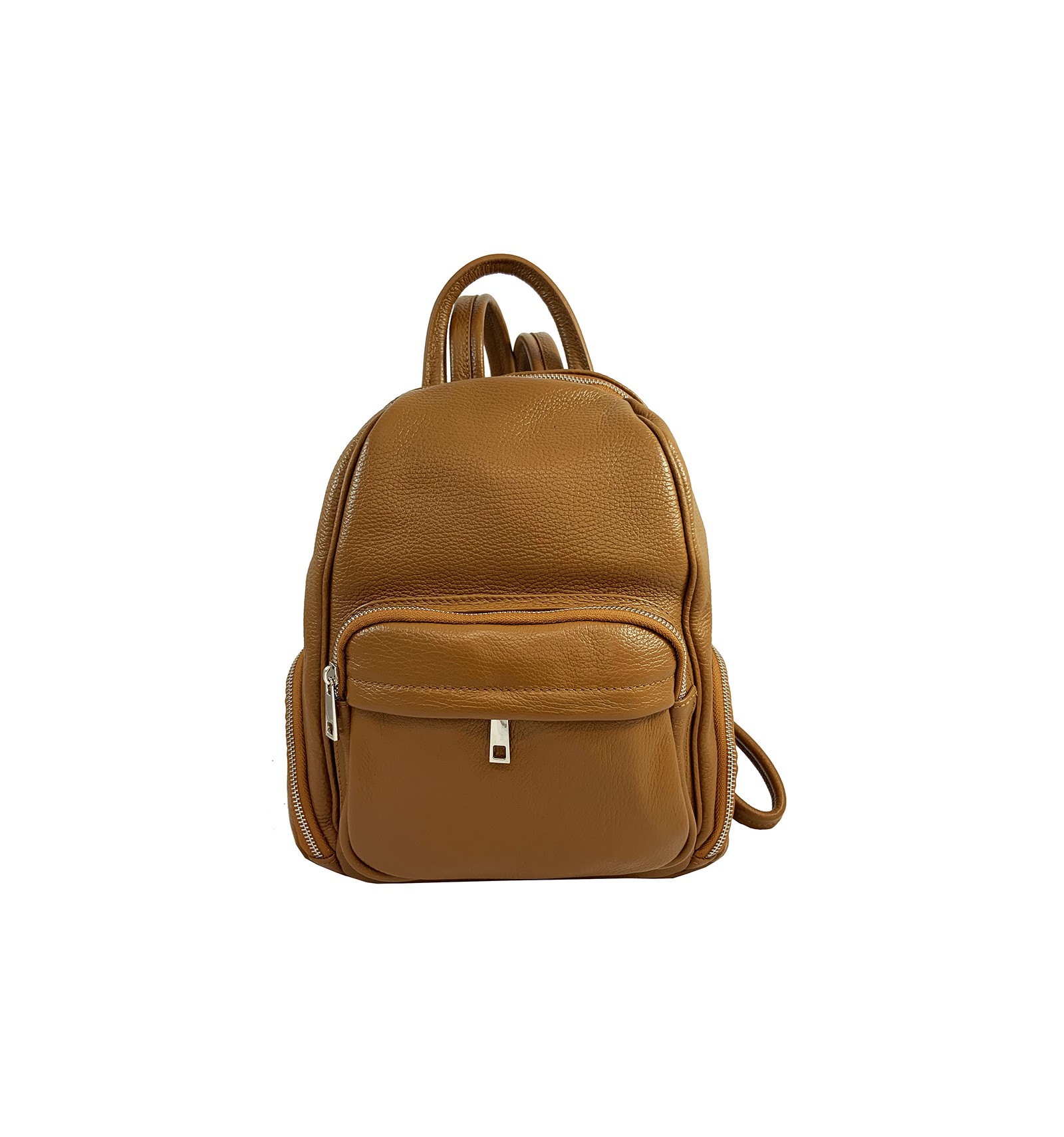 zaino in pelle da donna con tasche e chiusura a zip. Made in Italy