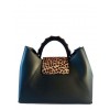 Borsa a mano in pelle con manici in bamboo BPL9949