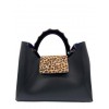 Borsa a mano in pelle con manici in bamboo BPL9949