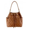 Quilted leather bucket bag