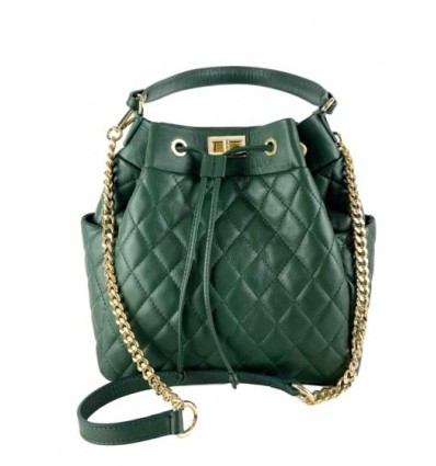 Quilted leather bucket bag