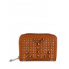 Small wallet in smooth leather with silver studs PT002