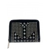 Small wallet in smooth leather with silver studs PT002