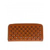 Calfskin wallet with silver studs PT003