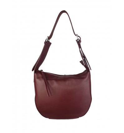 Hammered leather shoulder bag with zip on sight BPL3619