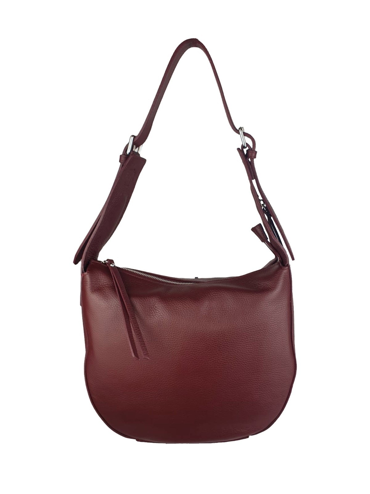 Hammered leather shoulder bag with zip on sight BPL3619 Hammered leather shoulder bag with zip on sight BPL3619