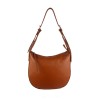 Hammered leather shoulder bag with zip on sight BPL3619