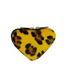 Heart shape leather and pony hair purse with animal pattern PT8001