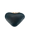 Heart shape leather and pony hair purse in plain colour PT8002