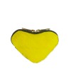 Heart shape leather and pony hair purse in plain colour PT8002