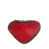 Heart shape leather and pony hair purse in plain colour PT8002