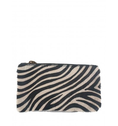 Pony hair purse with animal pattern and leather wristband PT8004