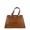 Croc leather hand bag with golden metal details BPL3624