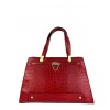 Croc leather hand bag with golden metal details BPL3624