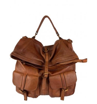 Vintage effect washed leather backpack/shoulder bag BPL9977